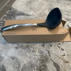 Princess House Dark Gray Silicone Soup Ladle with Silver Handle